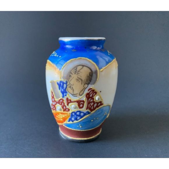 VTG K Ishihara Mini Bud Vase Occupied Japan Porcelain Hand Painted Moriage 2.5" - Picture 1 of 12